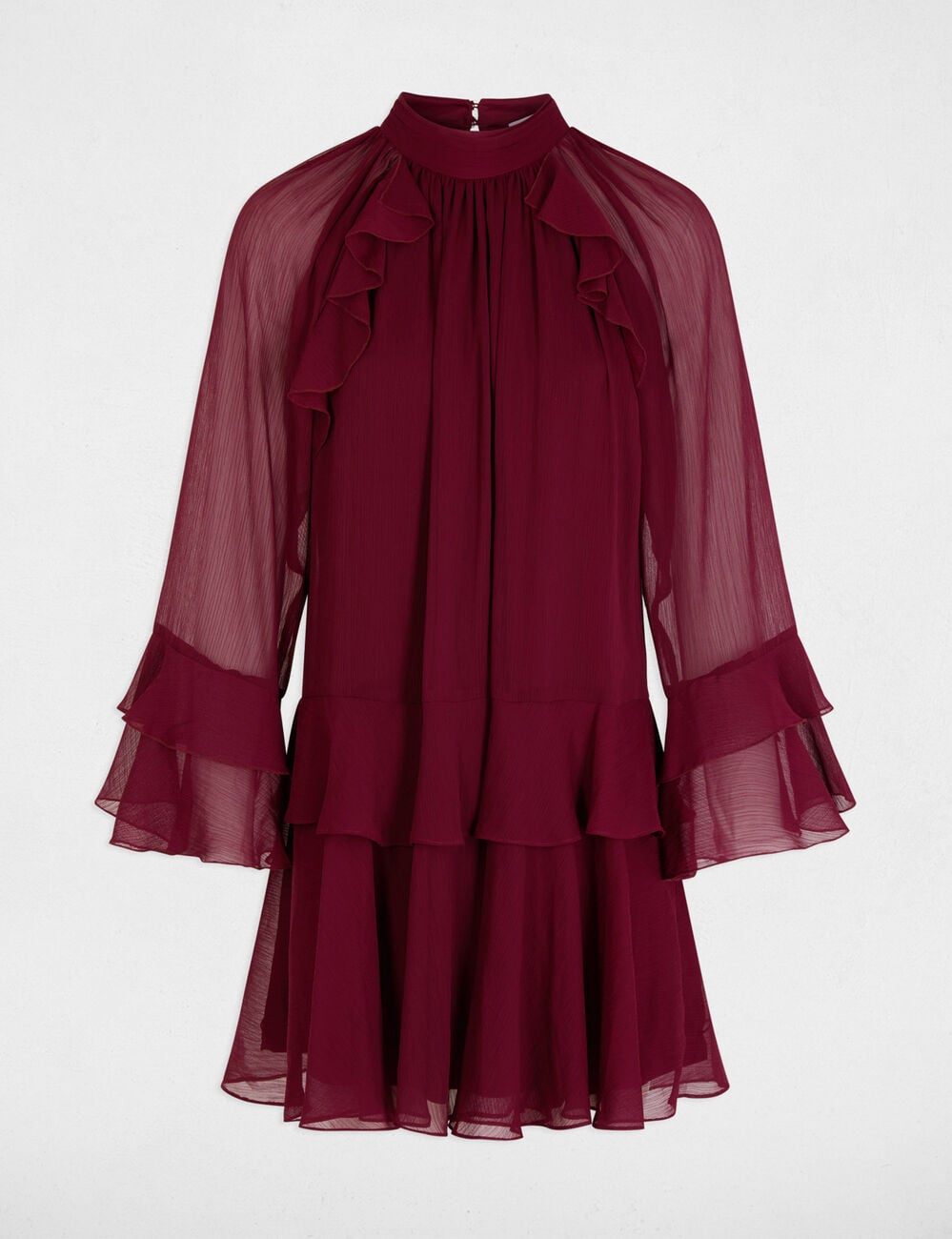Vestido corto fluido ciruela mujer