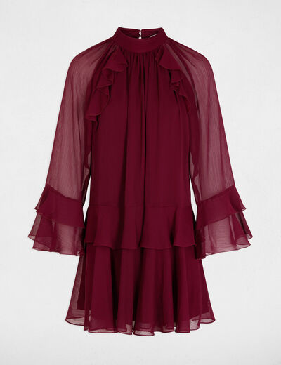 Vestido corto fluido ciruela mujer