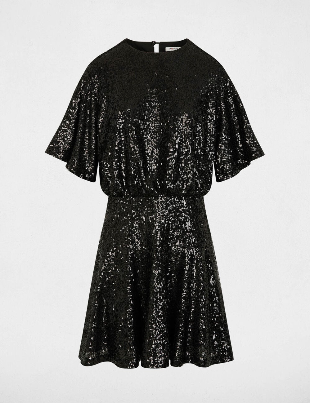 Vestido corto de lentejuelas negro mujer