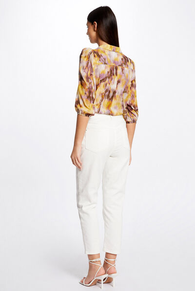 Camisa manga 3/4 estampado abstracto multicolor mujer