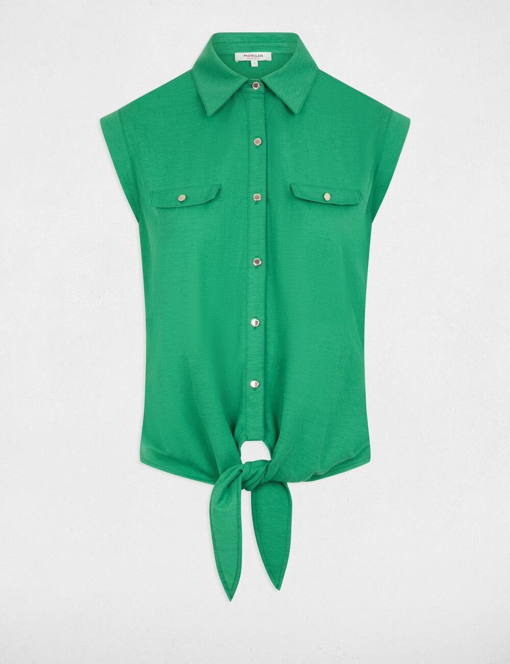 Blusa sin mangas verde pradera mujer