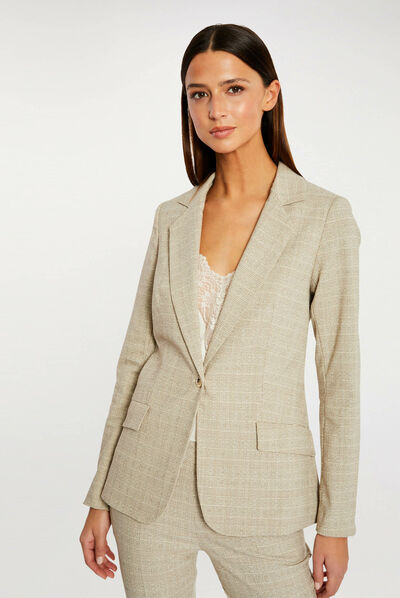 Chaqueta city recta beis mujer