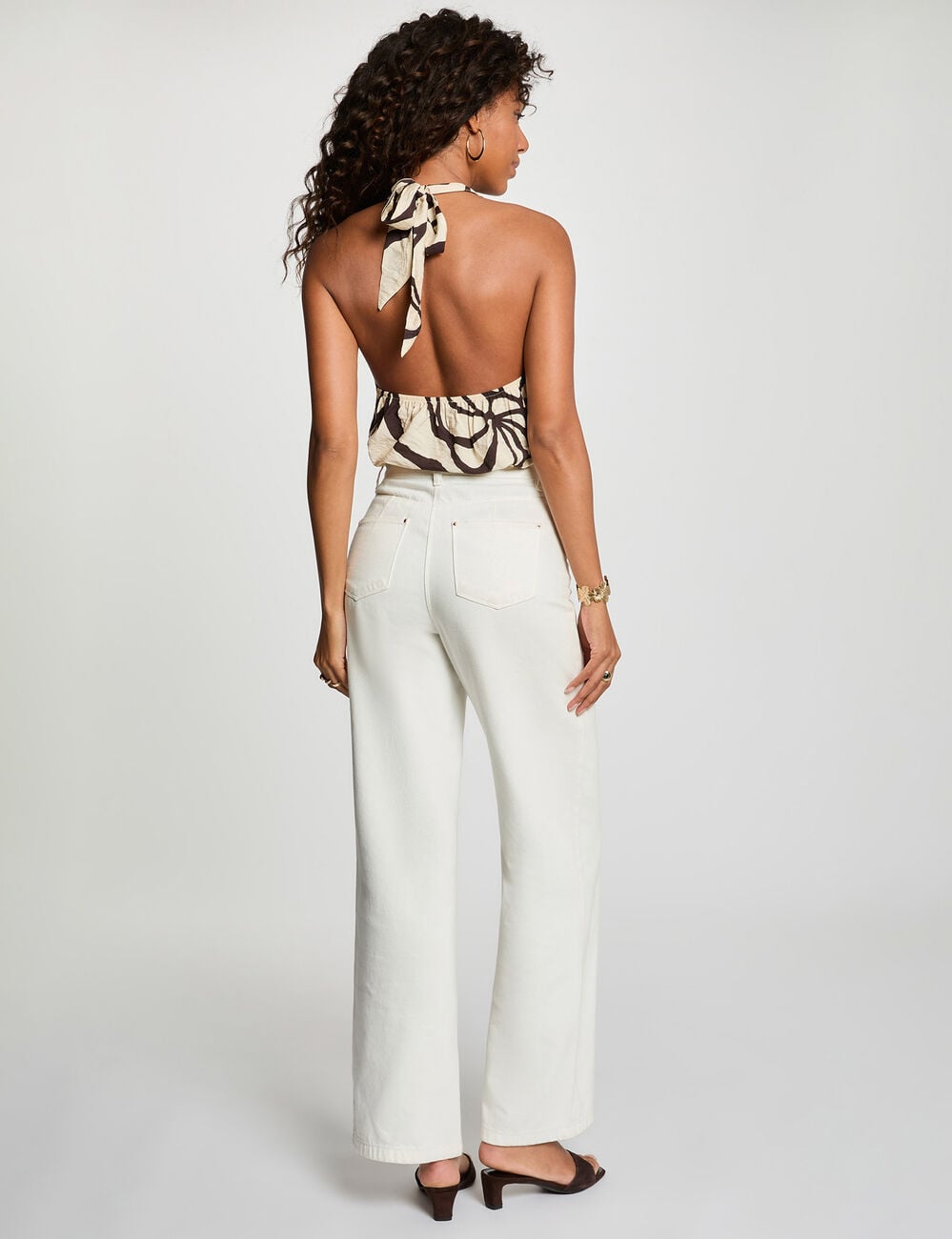 Top plisado cuello alto multicolor mujer