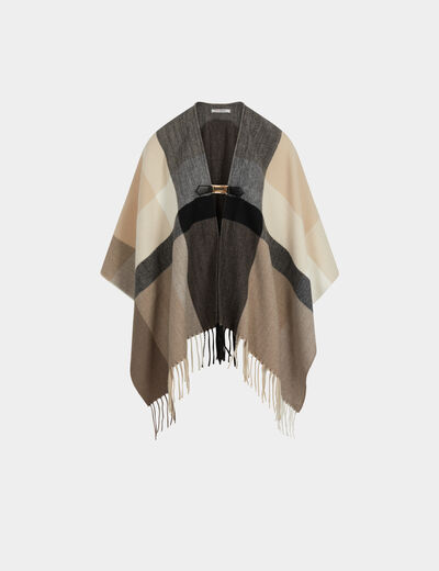 Poncho con cuello abierto multicolor mujer