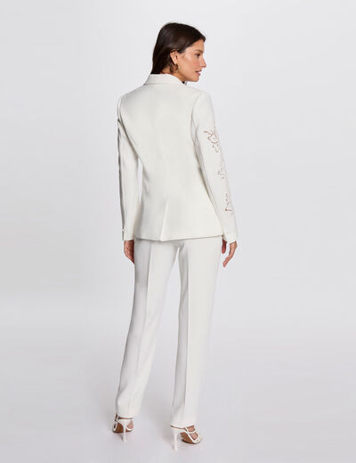 Pantalón holgado con pinzas blanco mujer