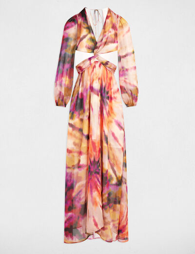 Vestido largo recto estampado multicolor mujer
