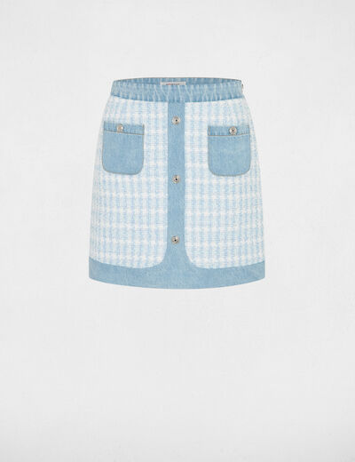 Falda corta ajustada azul cielo mujer