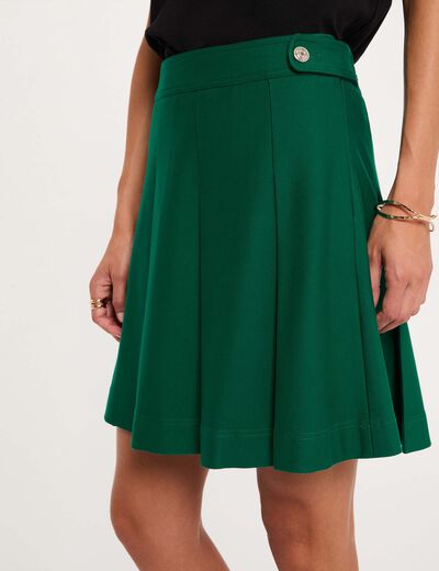 Falda corta con pliegues verde mujer