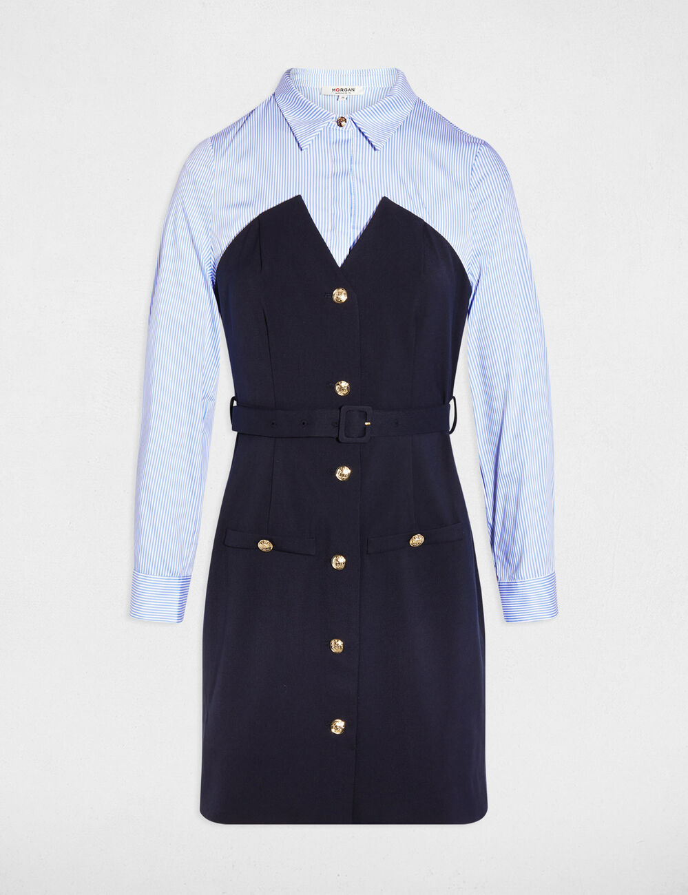 Vestido corto efecto 2 en 1 azul marino mujer