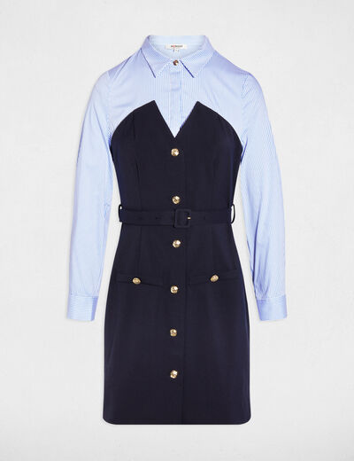 Vestido corto efecto 2 en 1 azul marino mujer