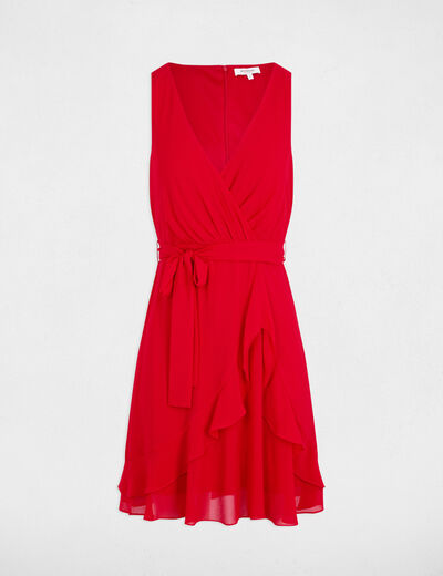 Vestido corto cruzado rojo mujer
