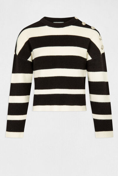 Jersey manga larga con botones negro mujer