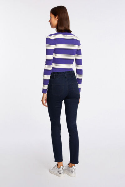 Jersey manga larga con rayas morado mujer