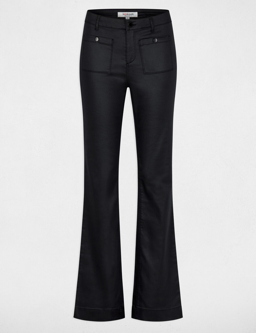 Pantal&oacute;n bootcut encerado negro mujer
