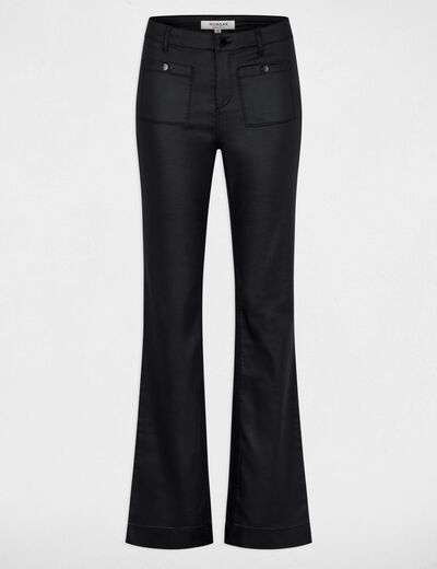 Pantal&oacute;n bootcut encerado negro mujer