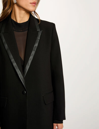 Blazer con cuello de solapa negro mujer