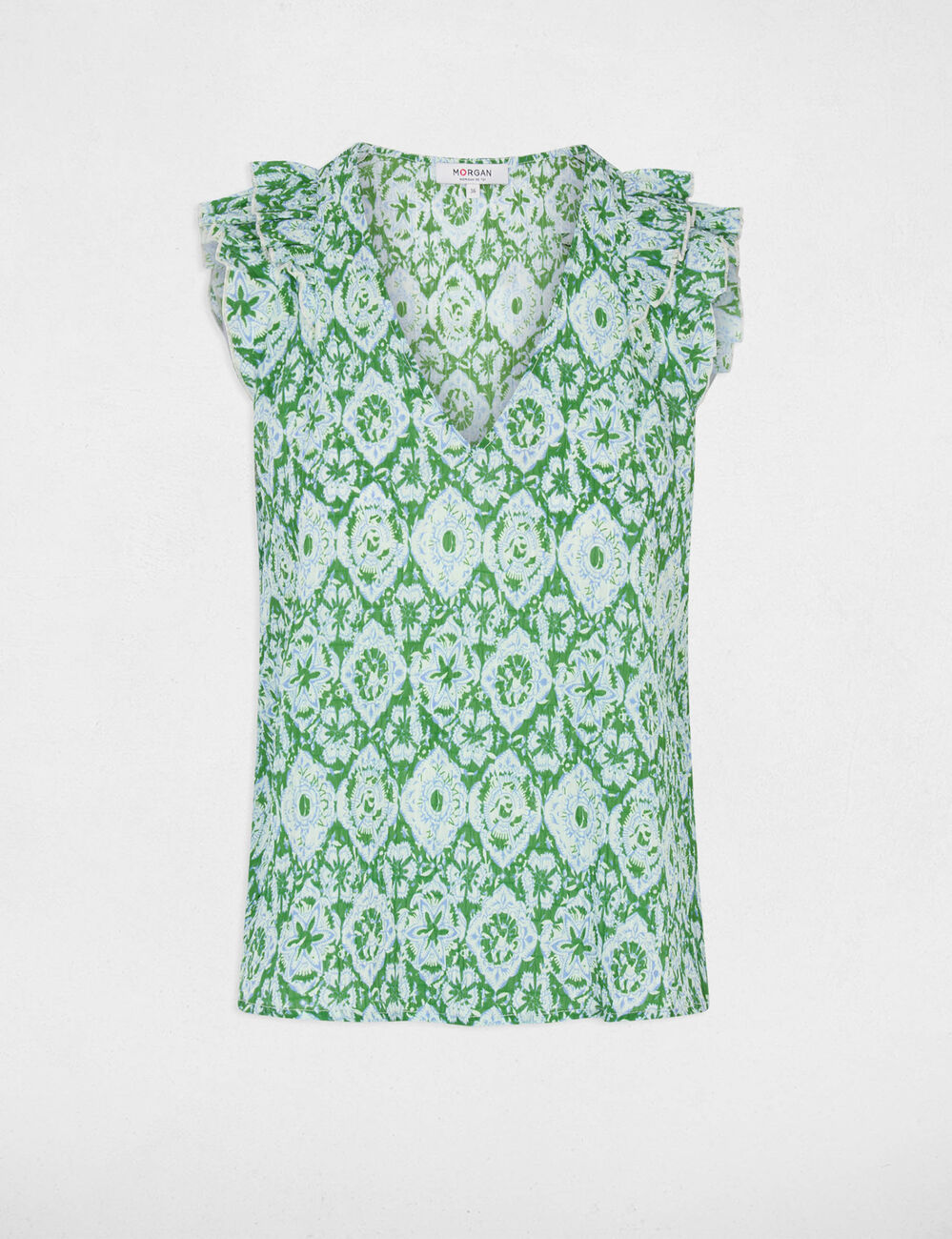 Top de cuello v y mangas cortas multicolor mujer