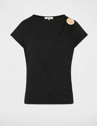 Camiseta cuello redondo negro mujer