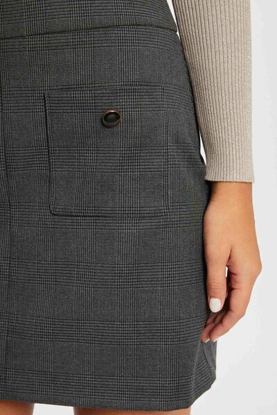 Falda recta estampado de cuadros gris anthracite mujer