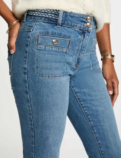 Vaquero bootcut trenzado denim stone mujer