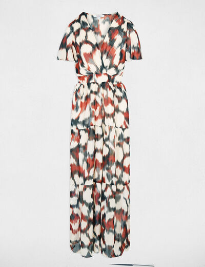 Vestido largo cruzado multicolor mujer