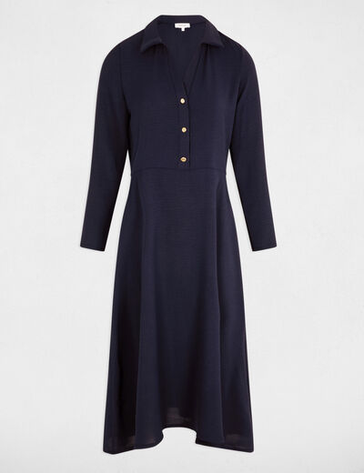 Vestido midi recto holgado azul marino mujer