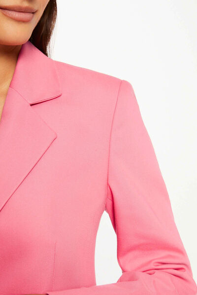 Americana entallada abotonada rosa mujer