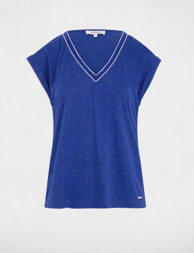 Camiseta de manga corta azul eléctrico mujer