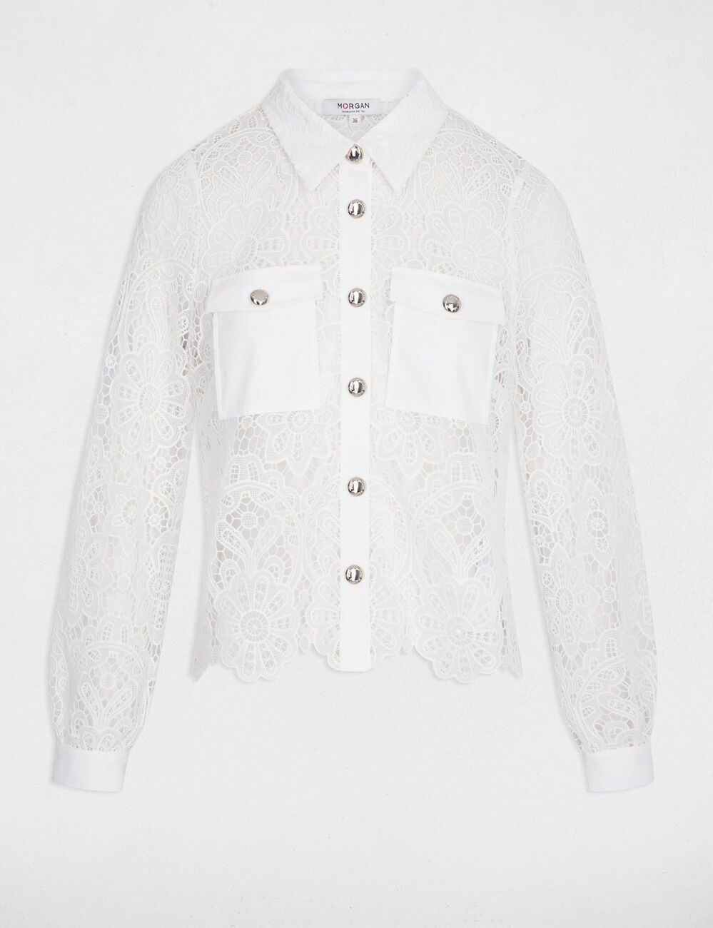 Camisa manga larga blanco mujer