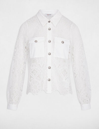 Camisa manga larga blanco mujer