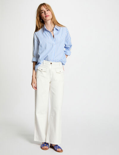 Camisa manga larga rayas multicolor mujer