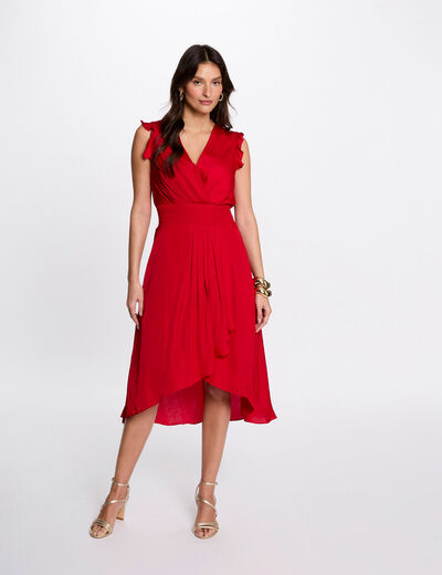 Vestido recto holgado sin mangas rojo mujer
