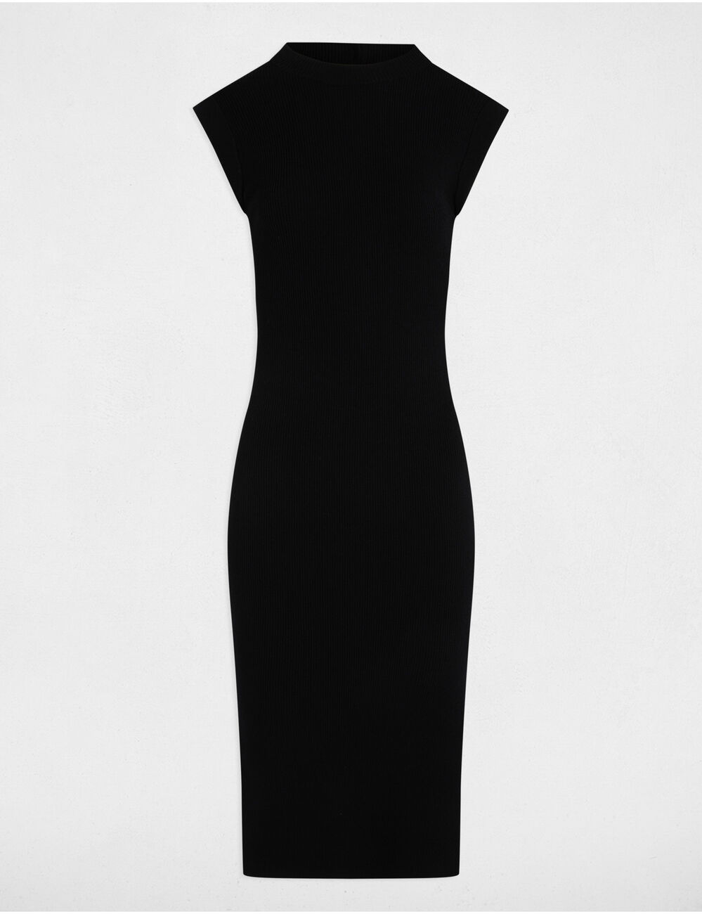 Vestido punto corto ajustado negro mujer