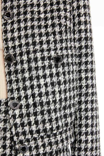 Chaqueta recta estampado pata de gallo negro mujer