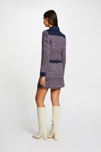 Chaqueta recta con detalles vaquero multico mujer