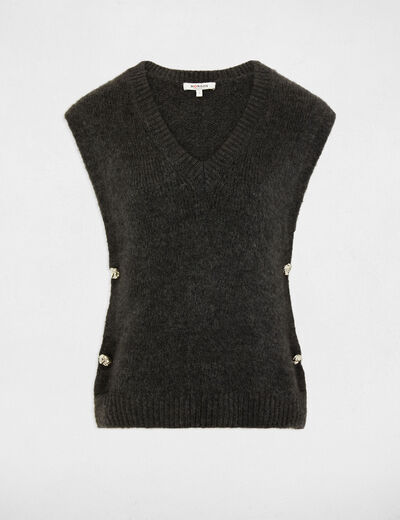 Jersey sin mangas gris oscuro mujer