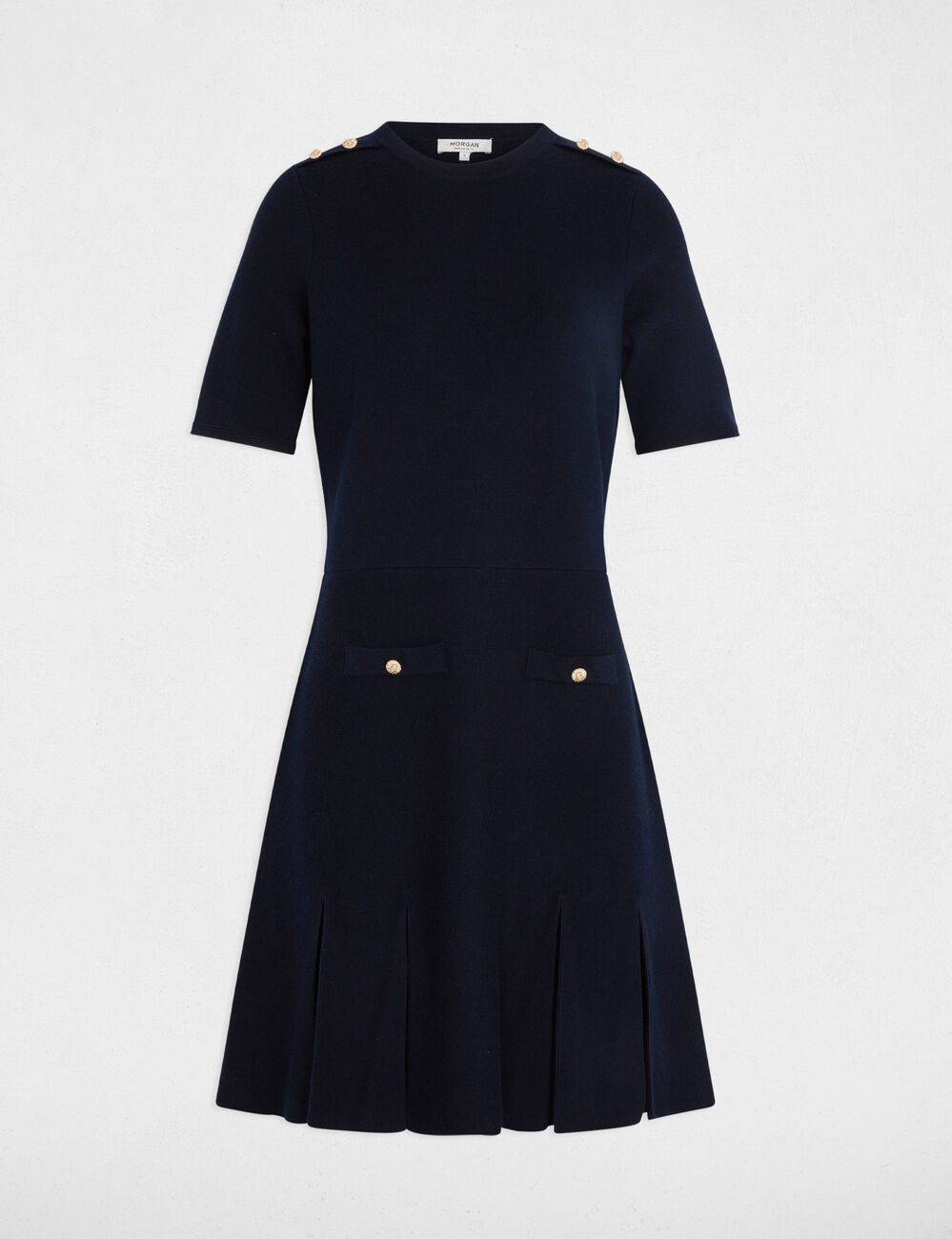 Vestido corto en forma de trapecio azul marino mujer