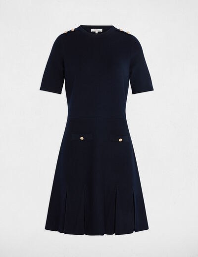 Vestido corto en forma de trapecio azul marino mujer