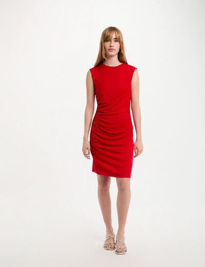 Vestido ajustado drapeado rojo mujer