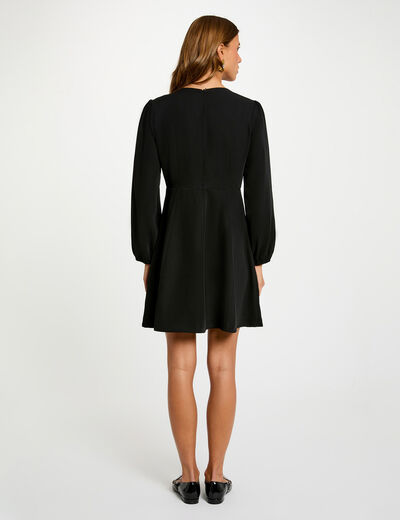 Vestido corto evasé negro mujer