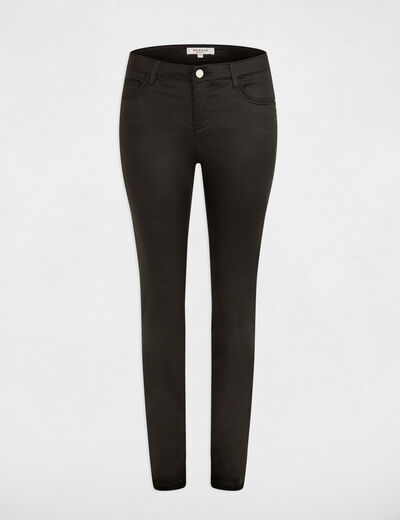 Pantalón skinny efecto mojado negro mujer