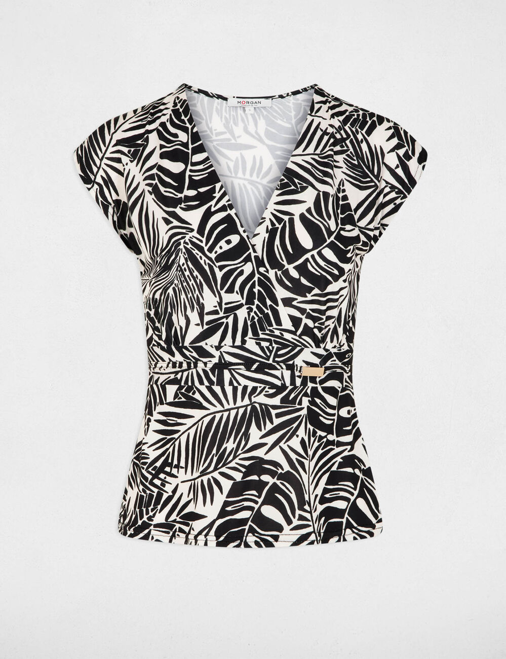 Camiseta ajustada con escote multicolor mujer