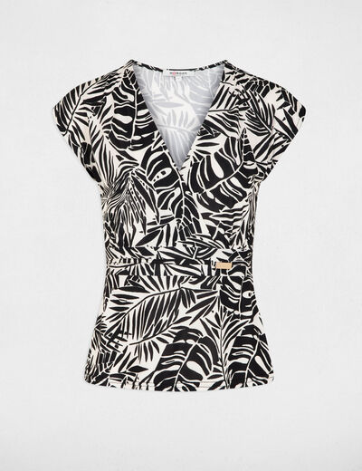 Camiseta ajustada con escote multicolor mujer
