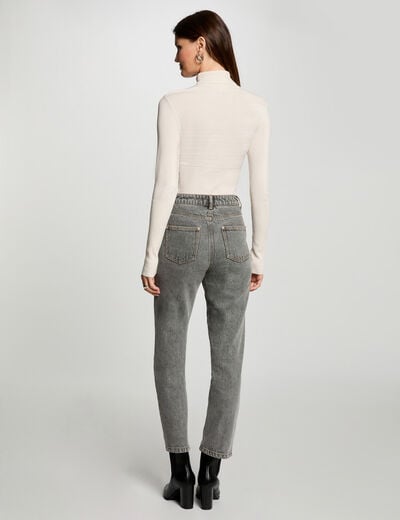 Jersey de cuello alto ajustado marfil mujer