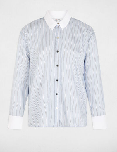 Camisa oversize de rayas multicolor mujer
