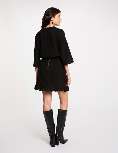 Falda corta con flecos negro mujer