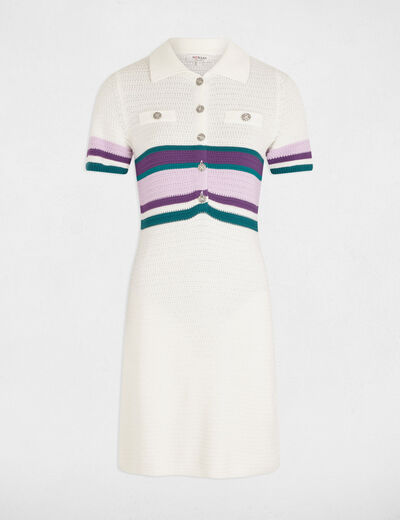 Vestido punto corto ajustado blanco mujer