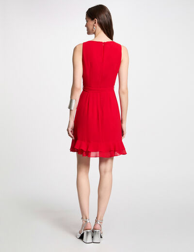 Vestido corto cruzado rojo mujer