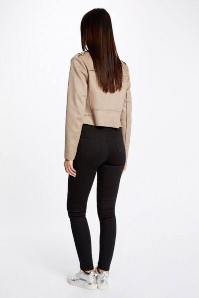 Pantalón skinny botones con bolsillos negro mujer