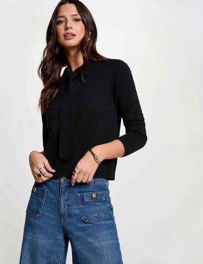 Jersey con cuello vuelto azul marino mujer